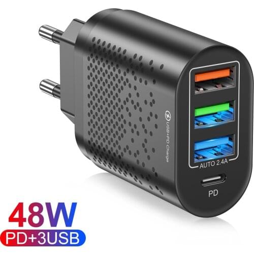 PD 48W USB Type C Charger Quick Charge 3.0 QC 2.4A USB C Fast Charging Travel Wall For iPhone 12 Pro Max Mini iPhone 11 Xiaomi