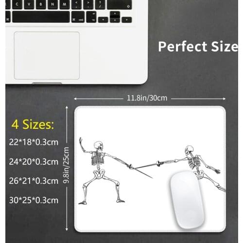 Skeletons Fencing Mouse Pad DIY Print Cushion Skeletons Skeleton Fencing Skate Skateboarding White Black Black