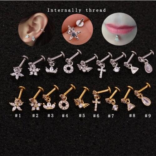Steel Ear Piercings Helix Piercings Eyebrow Piercings Lip Labret Rings Earring Tragus Barbell Piercings Body Jewelry