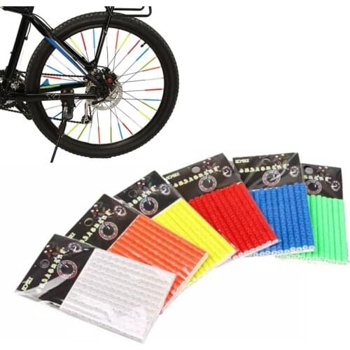 12Pcs Bicycle Reflector Wheel Spokes Rim Clip Tube MTB Decorative Strip Safety Warning Light Reflective Pipe Bike Accessories