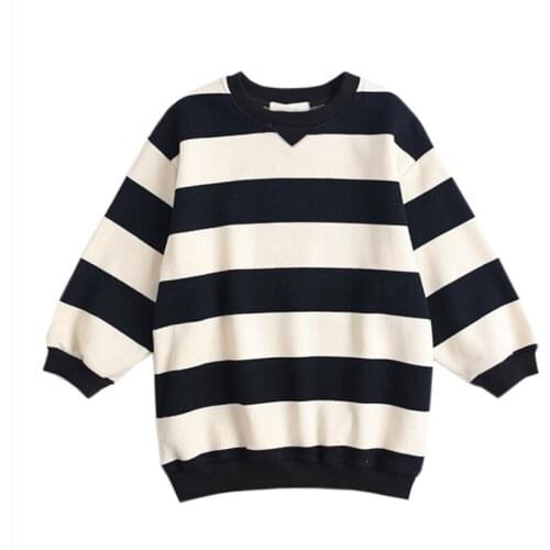 Girl long sleeve sweater Girl striped loose sweater Girls casual fashion pullover Girl cotton comfort sweater