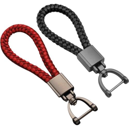 Universal Car Fob Keychain Metal Keyring Braided Rope Keychain Ideal Gift Leather Key Chain Interior Supplies