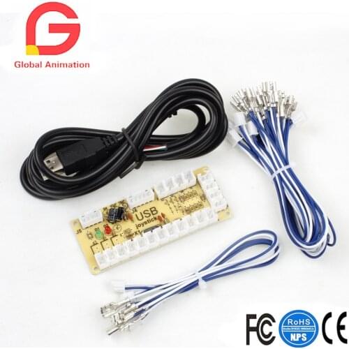 Zero Delay USB Encoder To PC Controller 2Pin Joystick Cable + Happ Pusb Buttons Cables For Arcade Happ DIY Kits Parts Mame Games