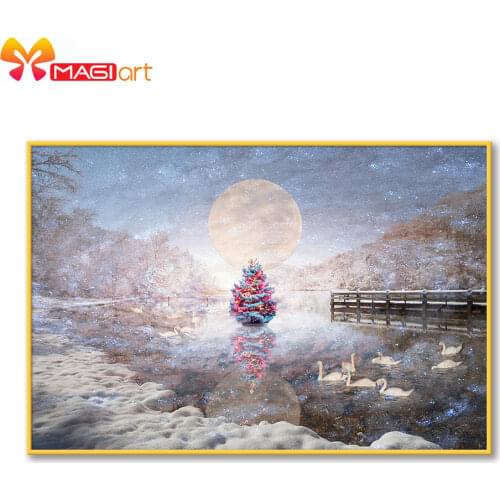 Cross stitch kits Embroidery needlework sets 11CT water soluble canvas patterns 14CT Full moonlight Merry Christmas NCMC102