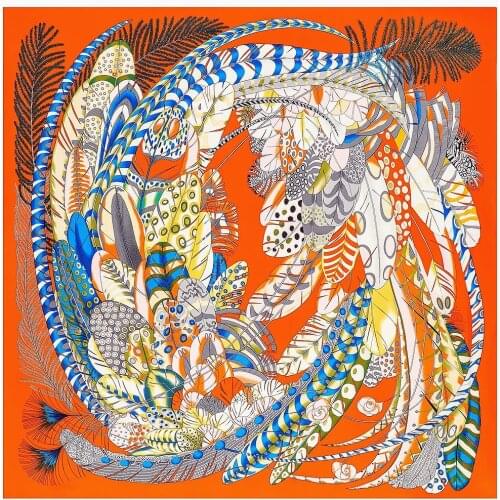 Ladies Fashion Shawl 130 cm New Feather Silk Shawl Sunscreen Scarf Silk Scarf Big Kids