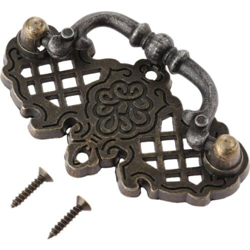 1pc Antique bronze Pull Handle Jewelry Wood Box Vintage Drawer Cabinet Knobs Furniture Handles Kitchen Cupboard Pull 67x38mm