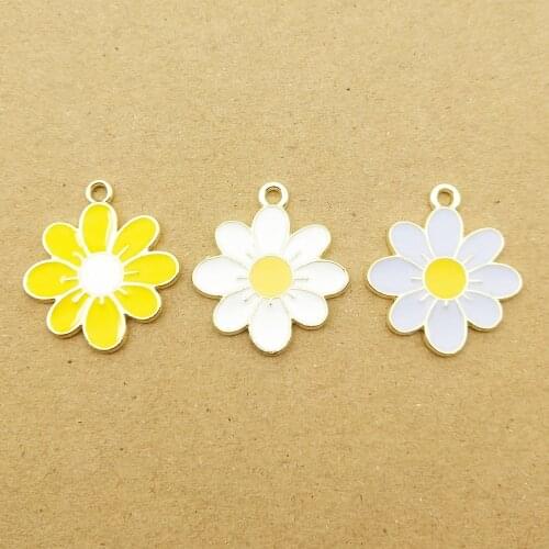 10pcs 20x22mm enamel flower charm for jewelry making and crafting fashion earring pendant bracelet necklace charms