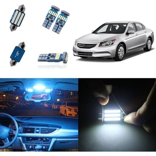 10pcs T10 Led Canbus W5W White Ice Blue Lamp Bulbs Interior Map Dome Door Plate Light Package Kit for Honda Accord 2003-2012