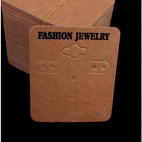 100pcs Kraft Handmade Jewelry Cards Earring & Ring Cards 6x5cm Brown Paper Craft Card Hang Tag Jewelry Displays