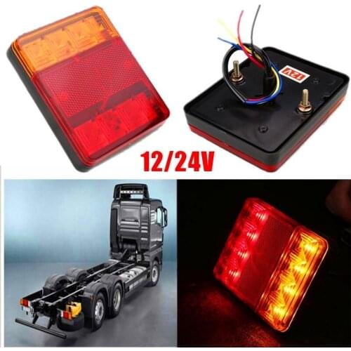 100Pcs/Lot Waterproof 8 LED Red Yellow Tail Warning Light 12V For Trailer Truck Boat Car