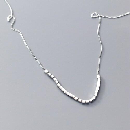 2MM 3MM 100% real. Sterling Silver 925 Fine Jewelry Slide Small Square Cube Pendant Geometric Necklace C-D8594