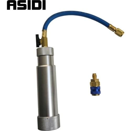 2 OZ R134A Hand Turn Pump Oil Injection Oil Dye Injector Vehicle A/C Adapter Car Oil Coolant Filler Tube Tool