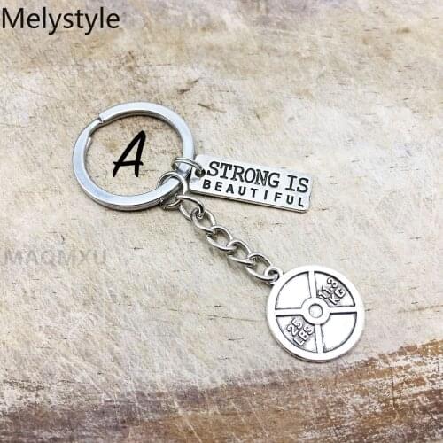2020 Barbell Keychain Dumbbell Keyring Fashion STRONG IS BEAUTIFUL Key Chain Men Women Jewelry Birthday Gift