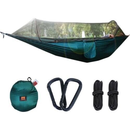 270 X 140cm Fully Automatic Quick Opening Anti-Mosquito Double Hammock Bed Outdoor Light Portable Parachute Cloth Swing Backyard