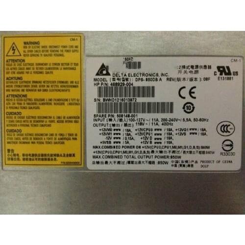 468929-004 508148-001 DPS-850DB A 850W for HP Z800 workstation power supply