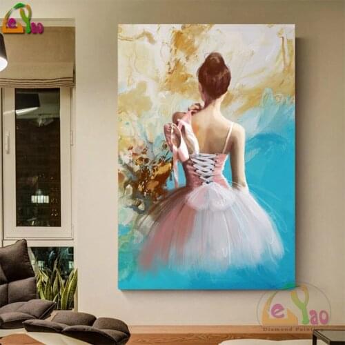 Full Square Round Drill DIY 5D Diamond Painting Girl Ballerina Portrait Diamond Embroidery Mosaic Wall Art Gift For Ballet Lover