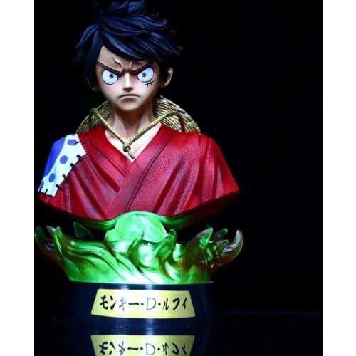 16.5cm Lighting Boxed Anime One Piece Figure Luffy Half-body Bust Action Figures PVC Collection Model Toys
