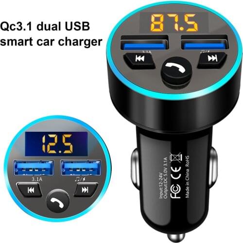 Car Charger FM Transmitter Bluetooth Car Audio MP3 Player Car Kit 3.1A Dual USB Car Phone Charger QC3.1 Fast Charge For Phone