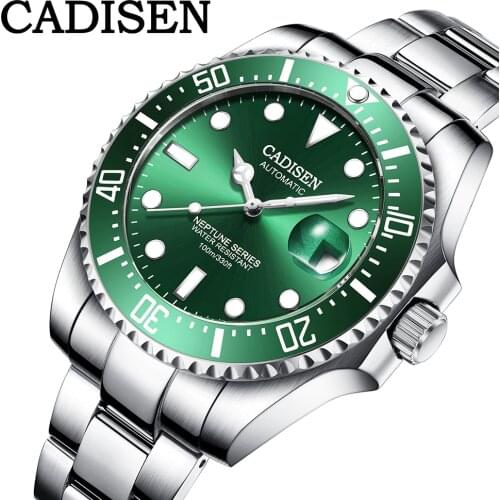 CADISEN DESIGN Men Watch Mechanical Top Luxury Brand Swim Wristwatch Stainless Steel Automatic Watch Japan NH35A Reloj hombres