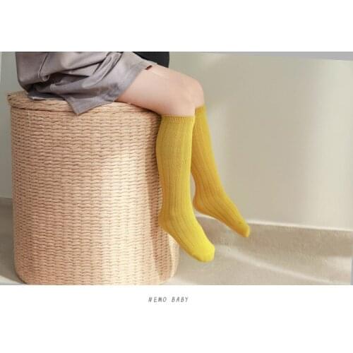 Baby Girls Boys Cotton Socks Hand-Stitched Kids Knee High Socks