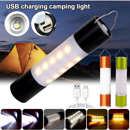 Flashlight Fishing Light Attractor USB Charging Tent Flashlight 18650 Bulit in Battery Handheld Searchlight Camping Lantern