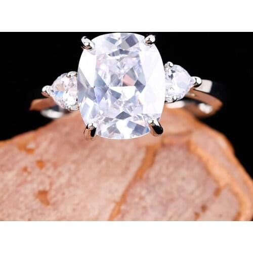 Exquisite Square White Rhinestone Ring Classic Lady Cubic Zirconia Engagement Wedding Rings for Women Lover Jewelry Party Gift