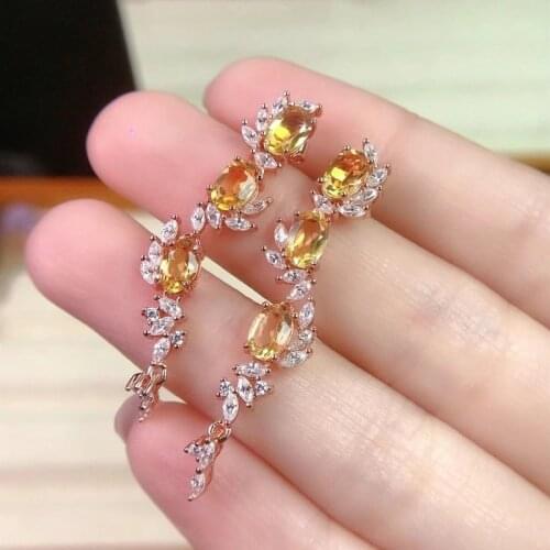 Classic Silver Earrings for Wedding 6 Mm * 4 Mm Natural VVS Citrine Earrings Solid 925 Sterling Silver Citrine Jewelry