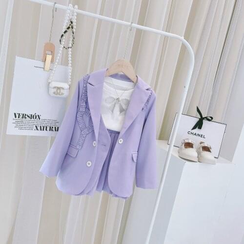 2021 Korea style boys girls 2 pcs set blazer+skirt autumn cotton kids suit 4-9 years