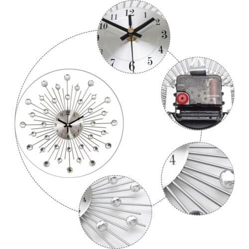 Creative Gypsophila Diamond Wall Clock Wrought Iron Clock European Style Clock Vintage Metal Art Living Room Home Decor