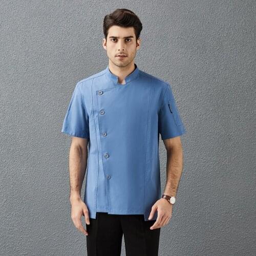 Short Sleeve Pure Cotton Chef Jacket Men and Women Workwear Kitchen Bakery Food Service Hotel Chefs Uniform Cooking Cook Coat