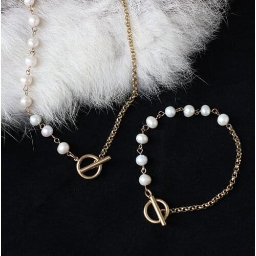 MODAGIRL Handmade Jewelry Hawaiian Gold Jewelry Pearl Set 316L Stainless Steel Necklace Bracelet for Women Party Accessories