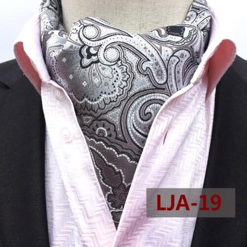 Fashion Design Tie Luxury Elegant Gry Paisley Ascot Vintage British Style Jacquard Woven Ascots for Adult