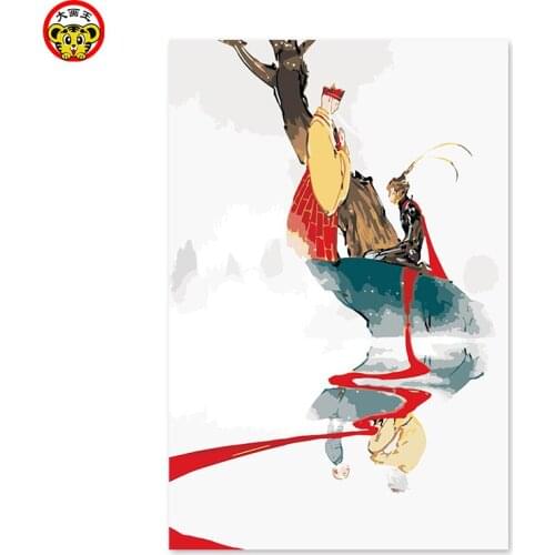 Painting by numbers art paint by number Monkey King Sun Wukong Tang Westward Journey cartoon digital painting paintings by numb