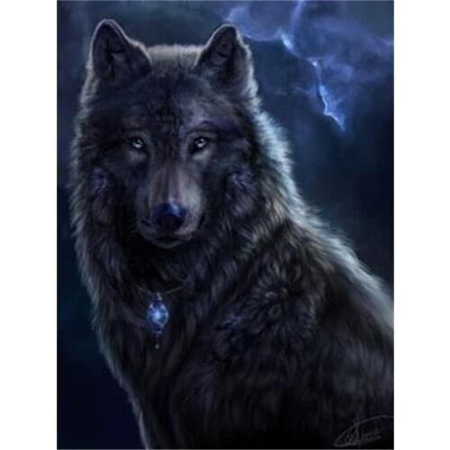 Wolf Night Moon DIY Cross Stitch Embroidery 11CT Kits Craft Needlework Set Cotton Thread Printed Canvas Home Design