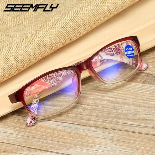 Seemfly Anti Blue Light Reading Glasses Women Men Resin Lens Presbyopic Hyperopia Eyeglasses Computer Goggle Optical Spectacle