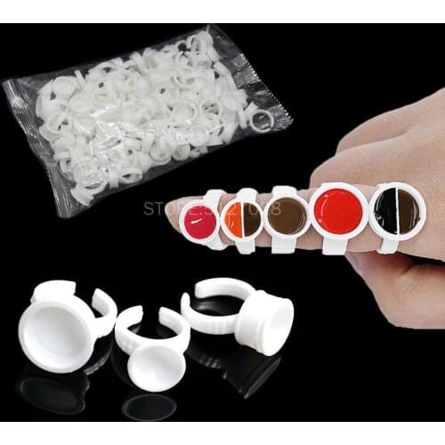 Disposable 100pcs Tattoo Ink Rings Cups S/M/L Permanent Makeup Pigment Holder Eyebrow Eyelash Extension Glue Divider Container