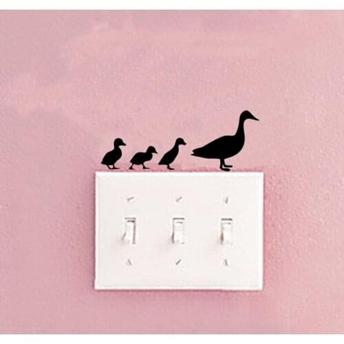 Personality Cartoon Duck FAMILY Vinyl Switch Sticker Interesting Waterproof Wall Sticker 2WS0473