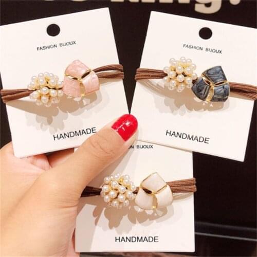 1PCS Little Fragrant Wind Hair Tie Womens Korean Pearl Hair Rope Hair Accessories High Elastic Rubber Band Ins Girl Ponytail