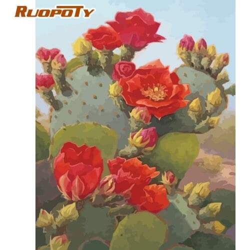 RUOPOTY 60x75cm Frameless Painting By Numbers Flowers On Canvas Pictures By Numbers DIY Minimalism Style Home Decoration