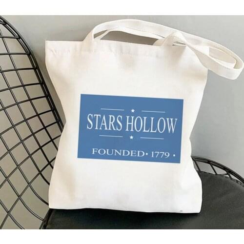2021 Shopper Stars Hollow Gilmore Girls Printed Tote Bag women Harajuku shopper handbag Shoulder shopping bag Lady Canvas Bag