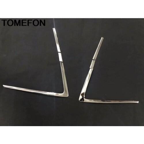 TOMEFON Exterior For Toyota Alphard AH30 2019 Sport Edition Stainless Steel Front Head Fog Lamp Light Eyelid Eyebrow Trim