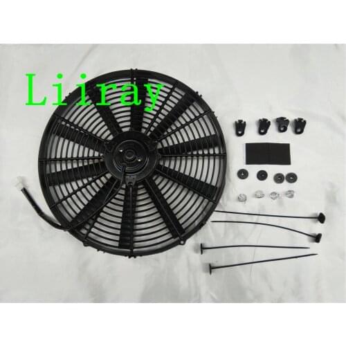 16 inch universal auto ac electric fan 12v 24V 120watt pull Inhalation fan with 10 STRAIGHT blades