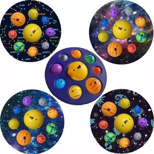 Eight Planets Simple Dimple Pop Fidget Sensory Toy keychain Stress Relief Antistress Board Autism Anxiety Fidget Toy For Kids