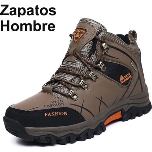 Winter Hiking Shoes Men Snow Boots Anti-collision Leather Sneakers Waterproof Keep Warm Mens Casual Boots