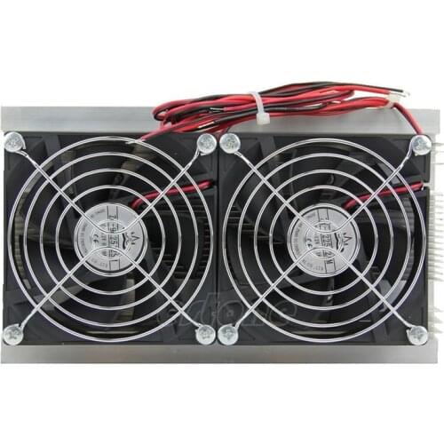 1PC Thermoelectric Peltier Refrigeration Cooling System Kit Cooler Double Fan