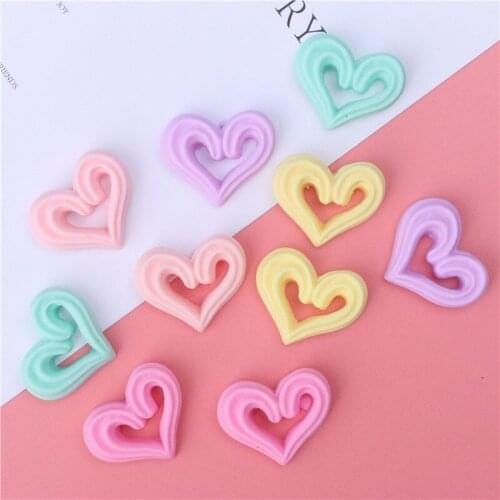 10Pcs Simulation Heart Cookies Flat back Resin Cabochon Kawaii Fake Food Play Fit Phone Deco Parts DIY Scrapbooking Accessories
