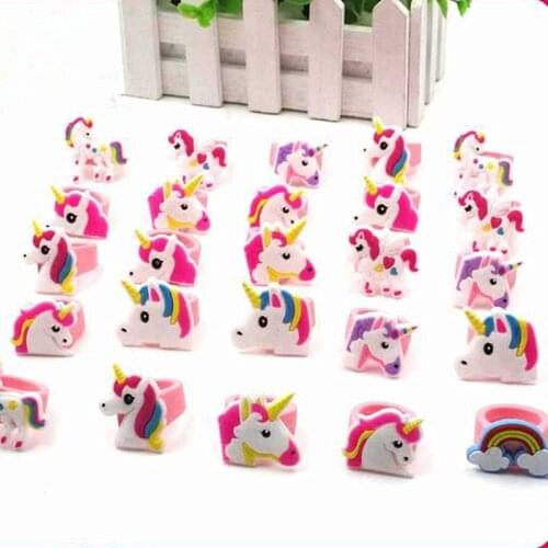 10pcs Rainbow Unicorn Party Decoration Kids Gifts Rubber Ring Birthday Party Decorations Kids Baby Shower Event Party Supplies
