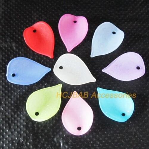 100 New Teardrop Leaves Acrylic Charms Plastic Mixed Pendants 14x20mm