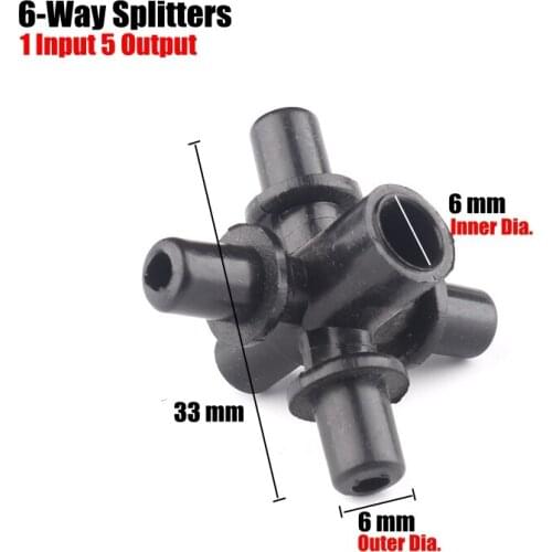 100 pcs 6mm 5-Ways Garden Nozzle Sprinkler Connector Greenhouse Plants Flower Garden Atomization Nozzle Flat Joint Splitter