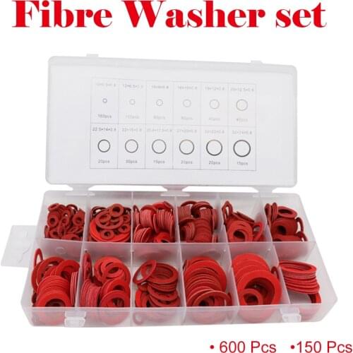 150/600 pcs Red Steel Paper Meson Gasket Spacer Insulating Washer Set Fibre Washers
